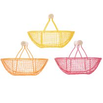Artikel Trådkurv med træhåndtag. Praktisk design. Ideel til forårsdekorationer, hjem og kontor. 17 cm, 6 stk.