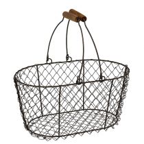 Trådkurv oval med hank 27x16,5cm H13,5cm brun