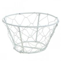 Artikel Netkurv, trådkurv, metaldekoration shabby chic hvid Ø12cm H7cm
