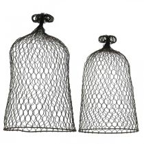 Artikel Dekorativ klokke af metal, klatrehjælp, trådhætte brun, patina H50/41cm Ø30/25cm, sæt med 2 stk.