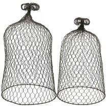 Artikel Dekorativ klokke af metal, klatrehjælp, trådhætte brun, patina H50/41cm Ø30/25cm, sæt med 2 stk.