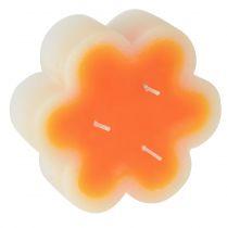 Artikel Tre-væget lys hvid orange i form af en blomst Ø11,5cm H4cm