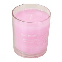 Artikel Duftlys i glas duftende kirsebærblomst lys pink H8cm