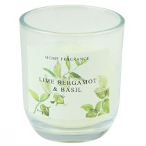Artikel Duftlys i et glas bergamot lime basilikum Ø7,5cm H8,5cm