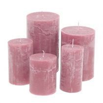 Farvede stearinlys antik pink forskellige størrelser