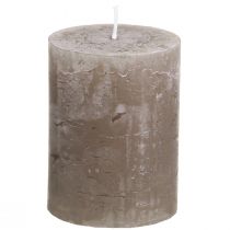 Artikel Ensfarvede stearinlys brune søjlelys 60×80mm 4 stk