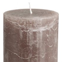Artikel Ensfarvede brune bloklys, 85x120 mm, sæt med 2, langtidsbrændende, dekorative