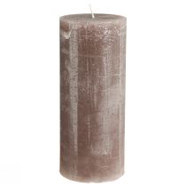 Artikel Ensfarvede stearinlys brune søjlelys 85x200mm 2 stk
