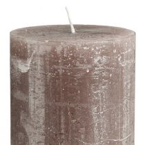 Artikel Store brune bloklys, ensfarvet røget brun, rustikt design, 100 timers brændetid, elegant dekoration, sæt med 2, 85x200 mm