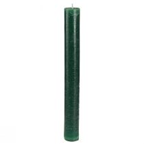 Artikel Ensfarvede lys mørkegrønne pindelys 34x300mm 4 stk