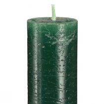 Artikel Ensfarvede lys mørkegrønne pindelys 34x300mm 4 stk