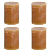 Artikel Ensfarvede karamelbloklys 60×80 mm, sæt med 4, elegante lys til dekoration og hygge