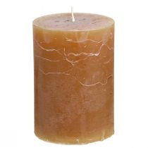 Artikel Ensfarvede stearinlys karamel søjlelys 70×100mm 4 stk
