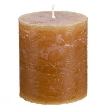 Artikel Ensfarvede stearinlys karamel søjlelys 70×80mm 4 stk