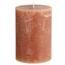 Artikel Ensfarvede stearinlys karamel søjlelys 85×120mm 2 stk