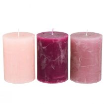 Artikel Ensfarvede lys søjler pink bær 70x100mm 12 stk