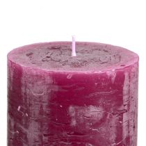 Artikel Gennemfarvede trendy lys Berry Purple, bloklys, 70×80 mm, sæt med 4, borddekoration