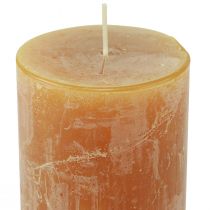 Artikel Ensfarvede stearinlys gul Rustik Safe Candle 80×110mm 4stk