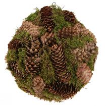 Artikel Ægte kogler dekorativ kugle med mos naturlig dekoration Ø25cm H25cm