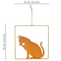 Artikel Dekorativ rusten metalkatteornament, rustdekoration til ophæng, 24,5 cm