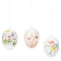 Artikel Påskeæg med forårs- og blomstermotiver, påskedekoration af høj kvalitet, 6 cm, 6 stk.