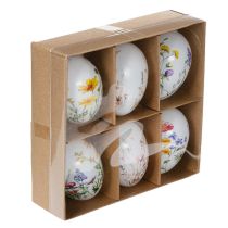 Artikel Påskeæg med forårs- og blomstermotiver, påskedekoration af høj kvalitet, 6 cm, 6 stk.