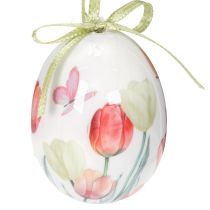 Artikel Påskeægdekoration, tulipanmotiv med bånd til ophængning og forårsdekoration, 6 cm, 12 stk.