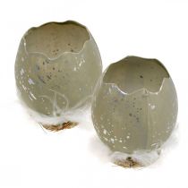 Artikel Æg til pynt, påske, deco æghalvdel, forårsdekoration Ø8cm H10cm grå, sølv 4 stk.
