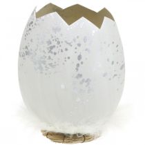 Pynteæg, æghalvdel til pynt, påskepynt Ø10,5cm H14,5cm hvid, sølv 3 stk.