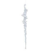 Istappe hvid med glitter til at hænge 26,5 cm 1 stk