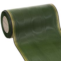 Artikel Elegant moiré kransbånd, 175 mm, mørkegrøn med perlekant og taftvævning til festlige lejligheder