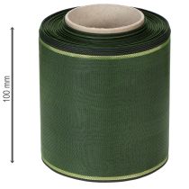 Artikel Elegant moirégrønt kransbånd med guldkant, 100 mm x 25 m, til begravelsesblomster og dekoration