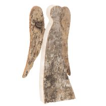 Artikel Englefigur lavet af træ med birkebark, 30 cm