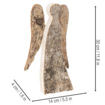 Artikel Englefigur lavet af træ med birkebark, 30 cm