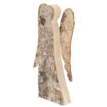 Artikel Englefigur lavet af træ med birkebark, 30 cm