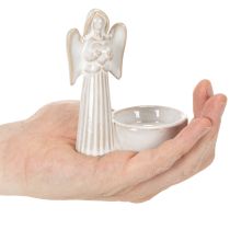 Artikel Engleskåldekoration med lille figur og rund fyrfadsstage 10 cm 3 stk.