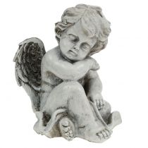 Artikel Mindefigur sovende engel grå 16cm 2 stk