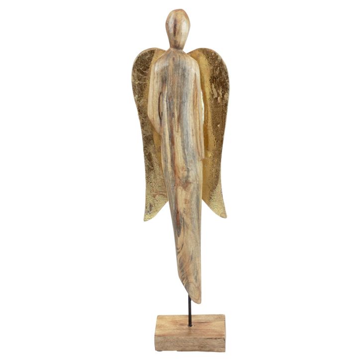 Træengel træfigur engle dekoration naturguld 17×9,5×58cm