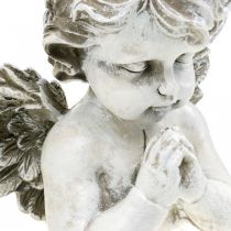 Bedende engel, begravelse blomster, buste af engel figur, grav dekoration H19cm W19.5cm