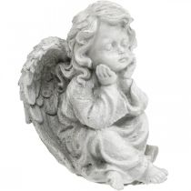 Englefigur lille gravdekoration havefigur grå H9cm 3stk