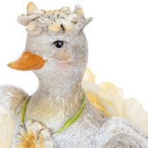 Artikel Dekorativ andefigur i blomstret kjole, forår, detaljeret sommerdekorationstilbehør, 11 cm, 2 stk.