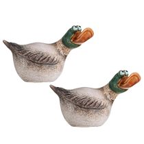 Artikel Ænder dekorativ keramisk spring drake brun grøn L15cm 2 stk