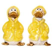 Artikel Andefigurer, regnfrakke keramikfigurer til sjov balkon- og havedekoration, 11 cm, 4 stk.