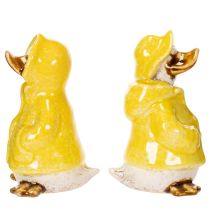 Artikel Andefigurer, regnfrakke keramikfigurer til sjov balkon- og havedekoration, 11 cm, 4 stk.