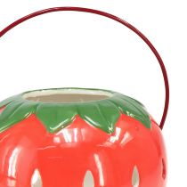 Artikel Jordbærlanterne keramisk lanterne med håndtag H14cm
