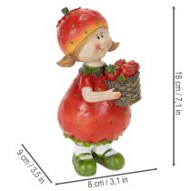 Artikel Jordbærpige dekorativ figur til sommerdekoration, sød statue til stue og balkon, 18 cm