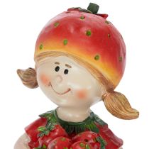 Artikel Jordbærpige dekorativ figur til sommerdekoration, sød statue til stue og balkon, 18 cm