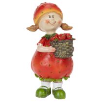 Artikel Jordbærpige dekorativ figur til sommerdekoration, sød statue til stue og balkon, 18 cm