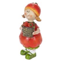 Artikel Jordbærpige dekorativ figur til sommerdekoration, sød statue til stue og balkon, 18 cm