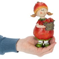 Artikel Jordbærpige dekorativ figur til sommerdekoration, sød statue til stue og balkon, 18 cm